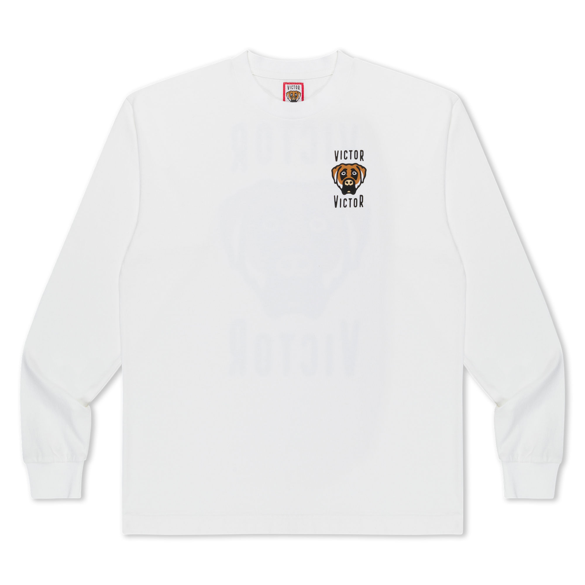 DOG LOGO LONGSLEEVE T-SHIRT (WHITE) – VICTOR VICTOR WORLDWIDE