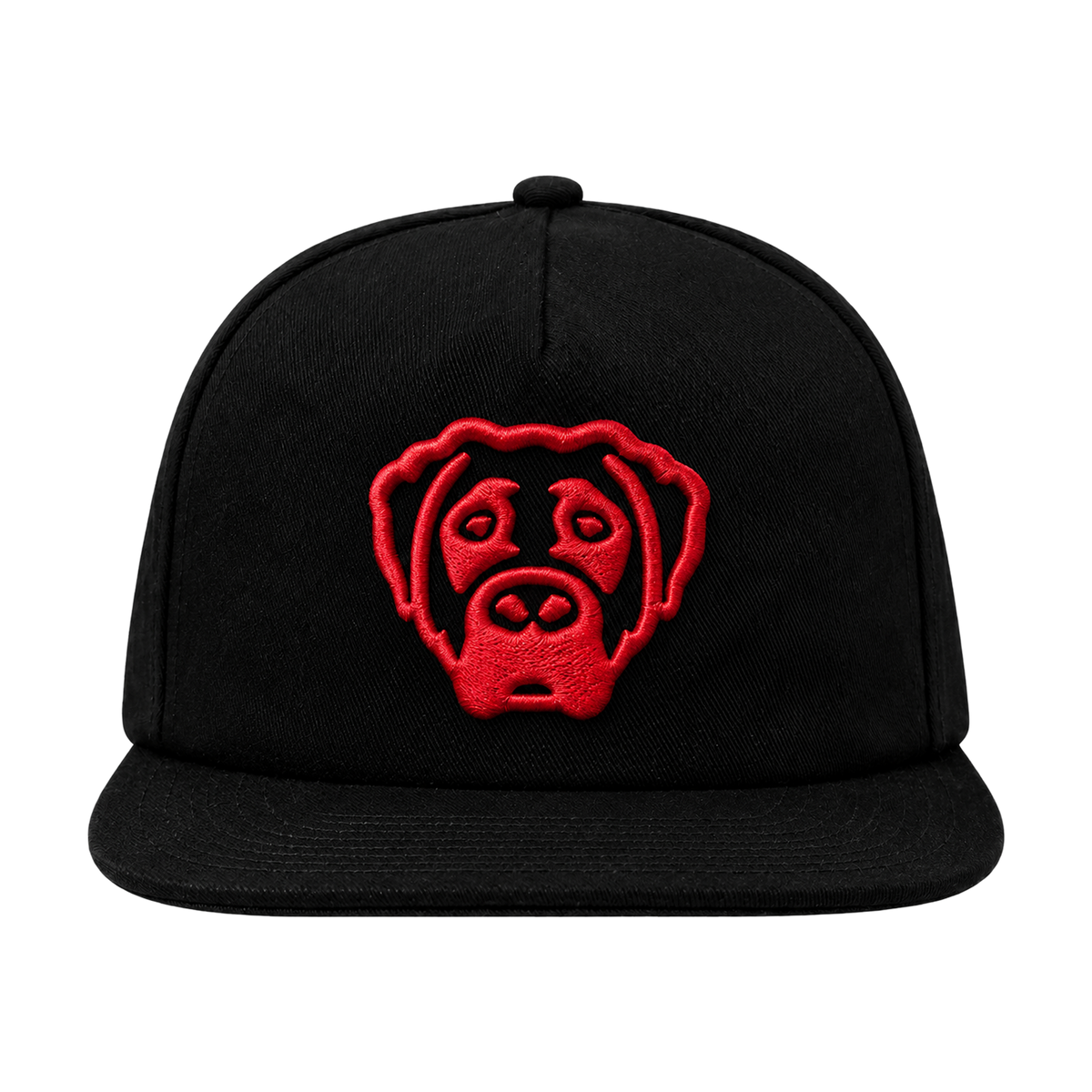DOG LOGO 5 PANEL HAT (BLACK/RED)
