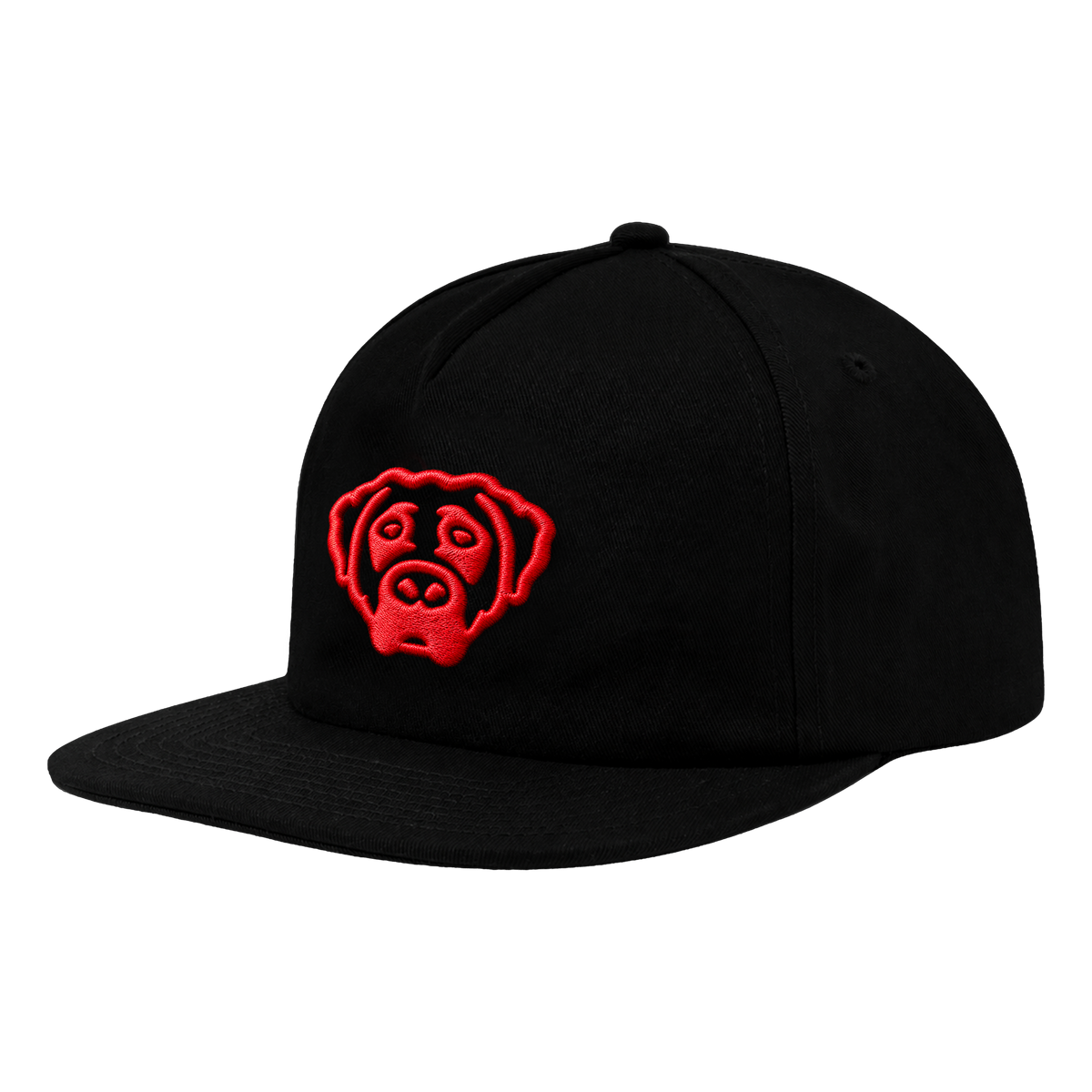 DOG LOGO 5 PANEL HAT (BLACK/RED)