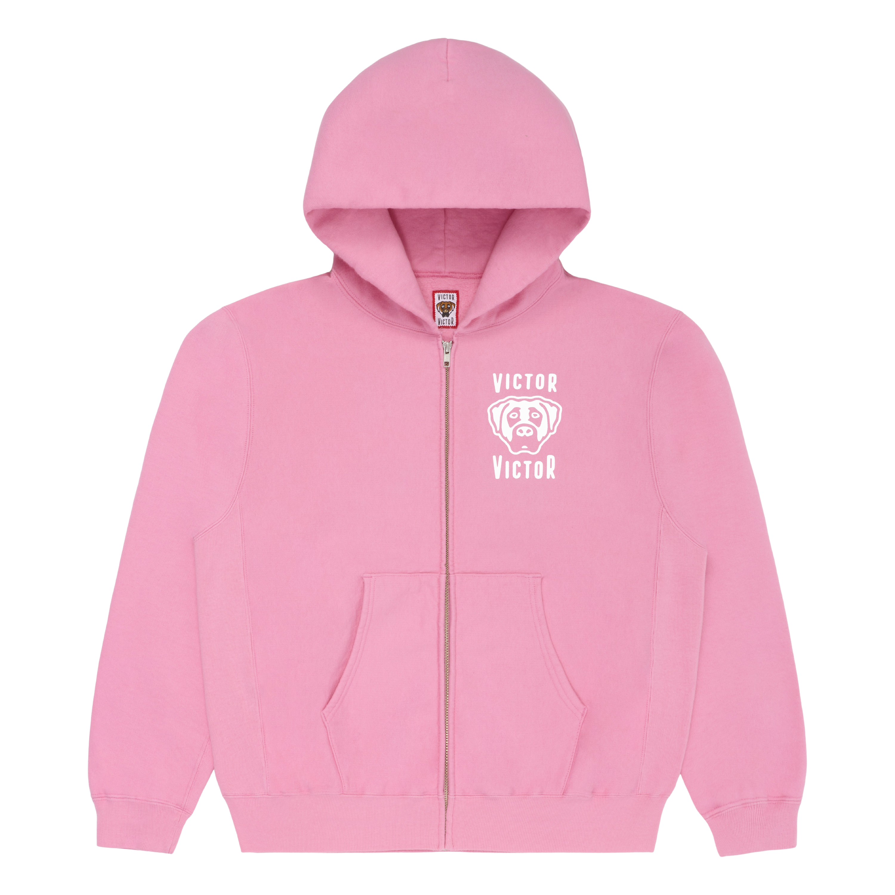 DOG LOGO HEAVYWEIGHT ZIP HOODIE (PINK) – VICTOR VICTOR WORLDWIDE DOG LOGO HEAVYWEIGHT ZIP HOODIE (PINK) – VICTOR VICTOR WORLDWIDE